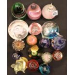 Twenty mixed glass paperweights including Selkirk and others. Not available for in-house P&P,
