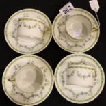 Four De Haviland Limoges gilt and floral cups and saucers. P&P Group 2 (£18+VAT for the first lot