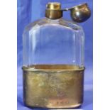 Hallmarked silver top and cup glass hip flask, hallmarks present but rubbed. P&P Group 2 (£18+VAT