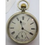 Stainless steel crown wind vintage pocket watch, working at lotting, retailer Simms 57 East St,