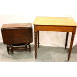 Victorian walnut single drawer side table on turned supports, 77 x 53 x 76 cm H and a further small,