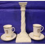 Royal Worcester 1050 shape candlestick and two Irish coffee cups and saucers. Not available for in-