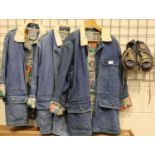 Three vintage World Wonders by Big Smith denim coats and pair of Art Company denim shoes