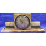 Art Deco marble chiming clock. Some chips to marble. Not available for in-house P&P, contact Paul