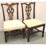 A pair of 19th century walnut chairs in the Hepplewhite style. Not available for in-house P&P,