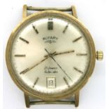 Rotary; 9ct gold 21 jewel automatic wristwatch, working at lotting (back plate weighs 7.2g). P&P