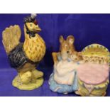 Two Beswick Beatrix Potter figurines including Sally Henny Penny and Hunca Munca. P&P Group 1 (£14+