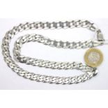 925 silver gents flat link necklace, L: 48 cm, 40g. P&P Group 1 (£14+VAT for the first lot and £1+