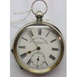 WE Watts of Nottingham; Greenwich lever hallmarked silver pocket watch. P&P Group 1 (£14+VAT for the