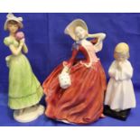 Two Royal Doulton figurines and another. P&P Group 3 (£25+VAT for the first lot and £5+VAT for