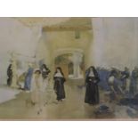 William Russell Flint; print of nuns at the market. Not available for in-house P&P, contact Paul O'