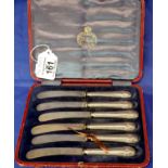 Boxed set of six hallmarked silver handled butter knives, marks present but rubbed. P&P Group 2 (£