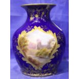 Small Cauldon gilt and hand painted vase signed B Harrison, H: 17 cm. P&P Group 2 (£18+VAT for the