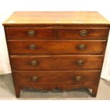 George III inlaid walnut chest of two short over three long drawers, 102 x 50 x 96 cm H. Not