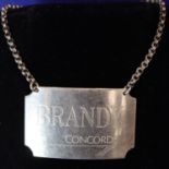 Silver Sam Concorde brandy label. P&P Group 1 (£14+VAT for the first lot and £1+VAT for subsequent