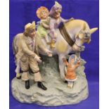 Continental bisque porcelain figural group, H: 28 cm. P&P Group 3 (£25+VAT for the first lot and £