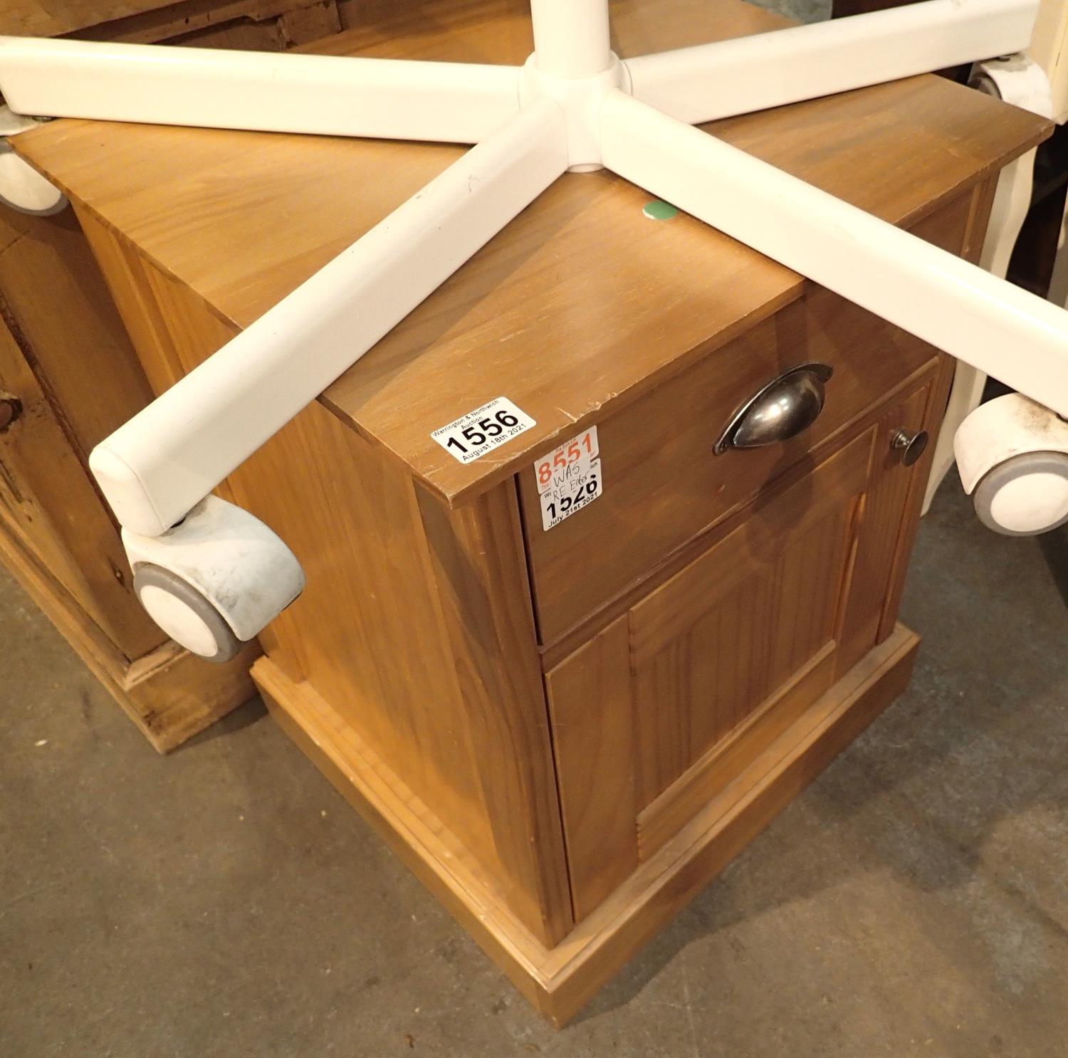Beech & Fleet single drawer and cupboard bedside table, H: 68 cm. Not available for in-house P&P,