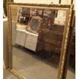 Large gilt framed bevelled edge mirror, 90 x 90 cm. Not available for in-house P&P, contact Paul O'