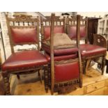 Four red leather seated chairs. Not available for in-house P&P, contact Paul O'Hea at Mailboxes on