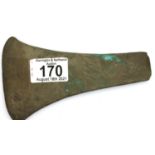 A rare bronze age axe head formed from a single piece of bronze, L: 16 cm. P&P Group 1 (£14+VAT