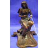 Art Nouveau period bronze figure of a seated female, unsigned, H: 12 cm. P&P Group 1 (£14+VAT for