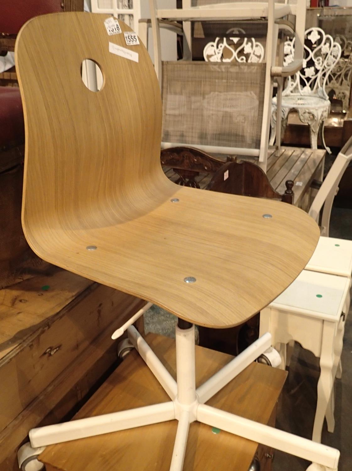 Wooden seated revolving office chair. Not available for in-house P&P, contact Paul O'Hea at