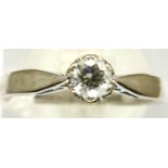 18ct white gold diamond set solitaire ring, size K/L, 2.8g. Heavy gauge shank perfectly circular,