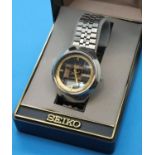 Seiko; gents 21 jewel automatic wristwatch on a steel bracelet, boxed, working at lotting. P&P Group