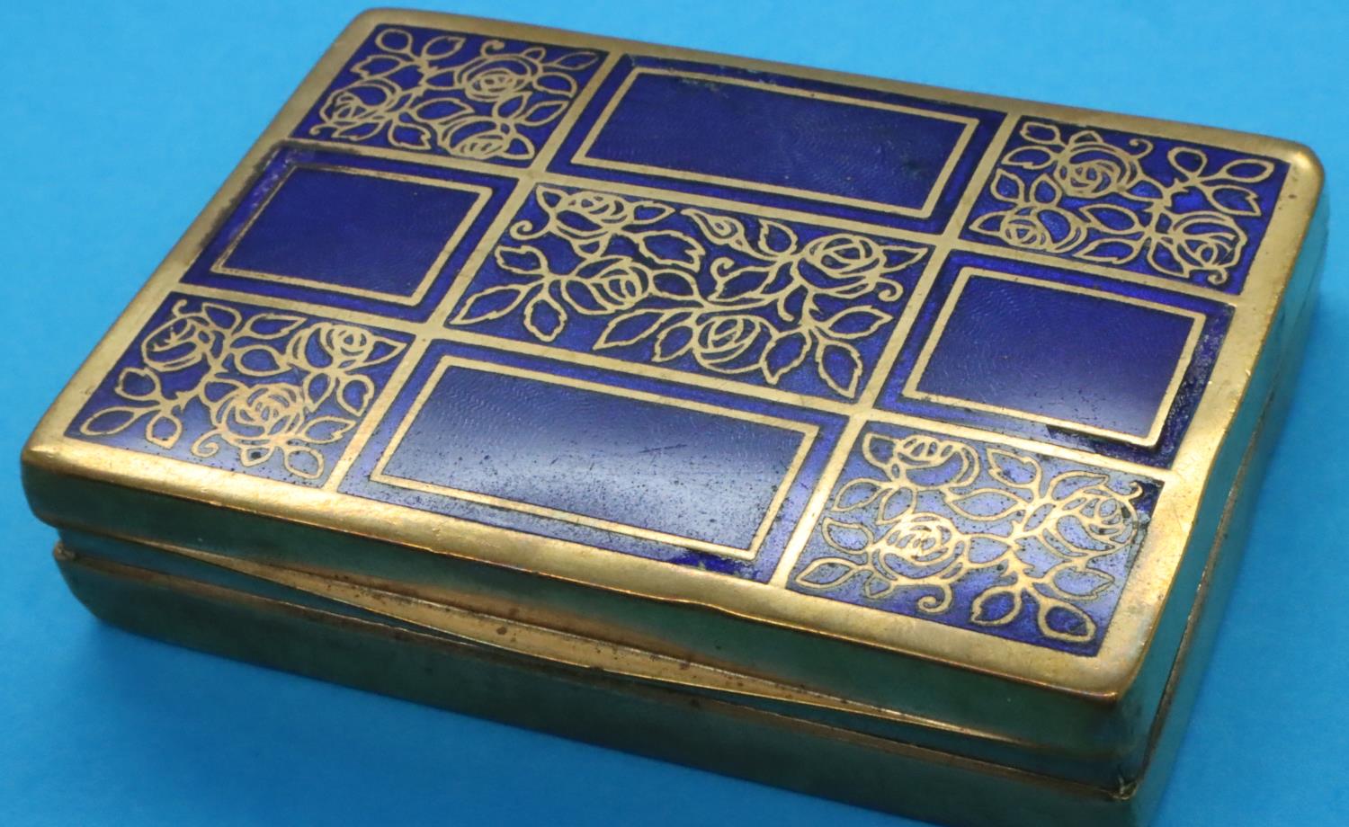 Gold plated and enamel box marked Lenk Austria, L: 70 mm. P&P Group 1 (£14+VAT for the first lot and