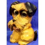 Black Forest Oswald novelty mantel clock in the form of a dog, with eyes as hands, H: 15 cm. Not