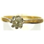 18ct gold platinum set mounted solitaire diamond ring, approximately 0.2ct, size Q/R, 2.7g. Good