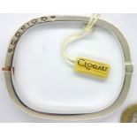 Clogau silver bangle with 9ct gold clasp, boxed, 35g. P&P Group 1 (£14+VAT for the first lot and £