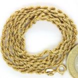 14ct gold rope chain, L: 46 cm, 2.1g. P&P Group 1 (£14+VAT for the first lot and £1+VAT for