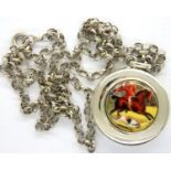 925 silver horse and rider locket and chain. Chain L: 51 cm. P&P Group 1 (£14+VAT for the first