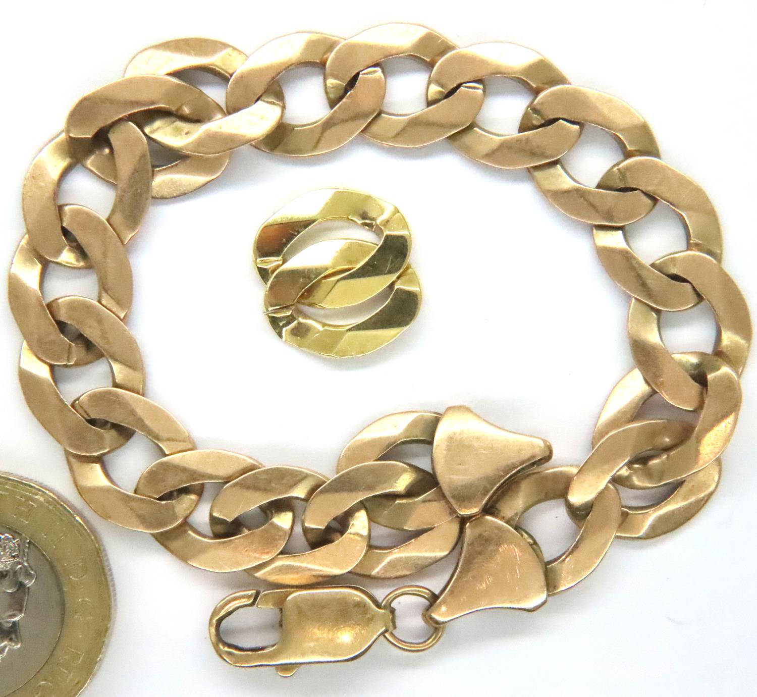 9ct gold bracelet with extra links, 19.8g, L: 20 cm. P&P Group 1 (£14+VAT for the first lot and £1+