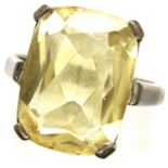 Large silver citrine set ring, size O. P&P Group 1 (£14+VAT for the first lot and £1+VAT for