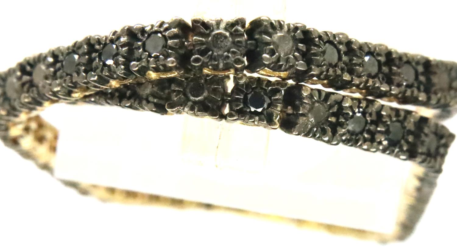 9ct gold black diamond set tennis bracelet, diamond weight totals approximately 0.5cts, L: 18 cm,