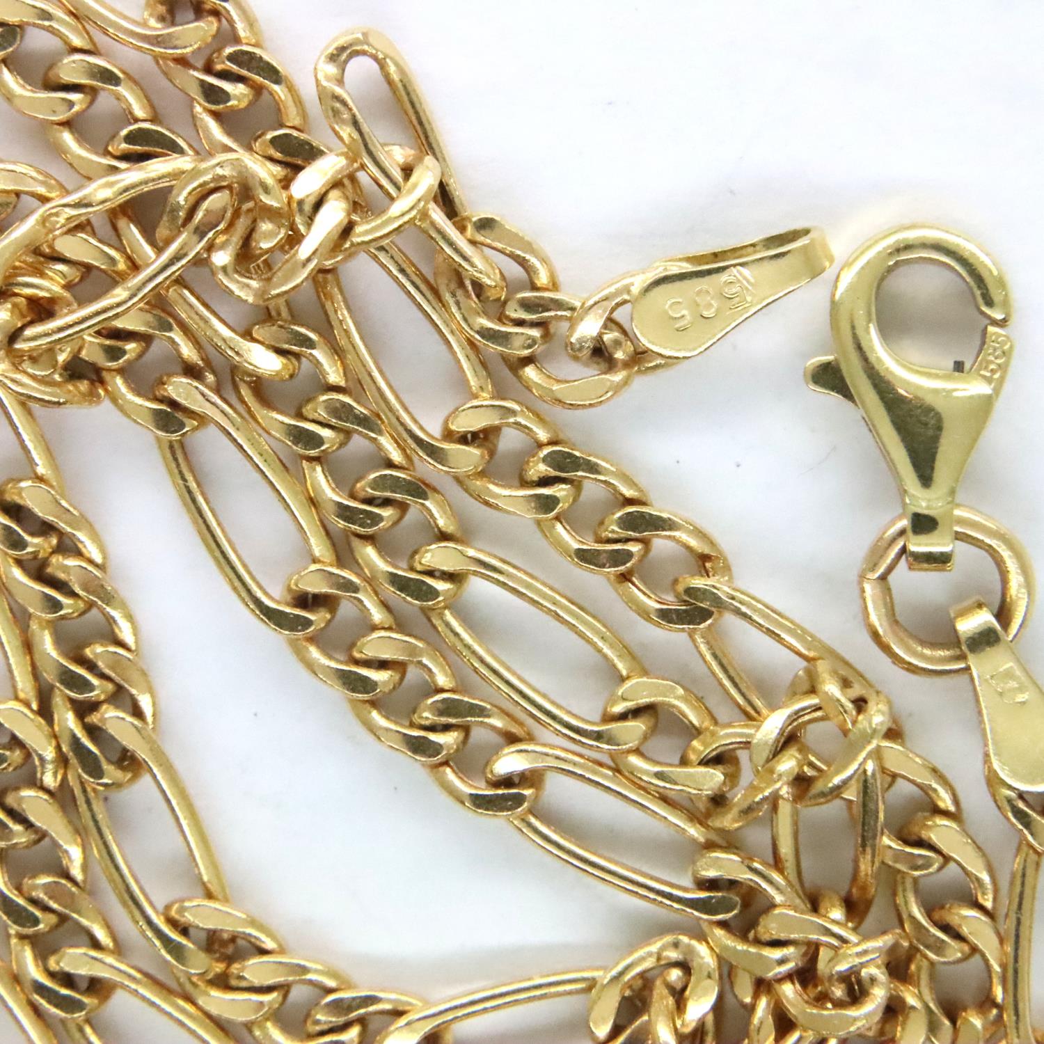 14ct gold figaro neck chain, L: 45 cm, 4.3g. P&P Group 1 (£14+VAT for the first lot and £1+VAT for - Image 2 of 3