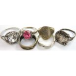 Six 925 mixed silver rings, some stone set, various sizes. P&P Group 1 (£14+VAT for the first lot