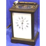 Sainte Luxanne French brass cased carriage clock, with key, H: 13 cm. P&P Group 3 (£25+VAT for the