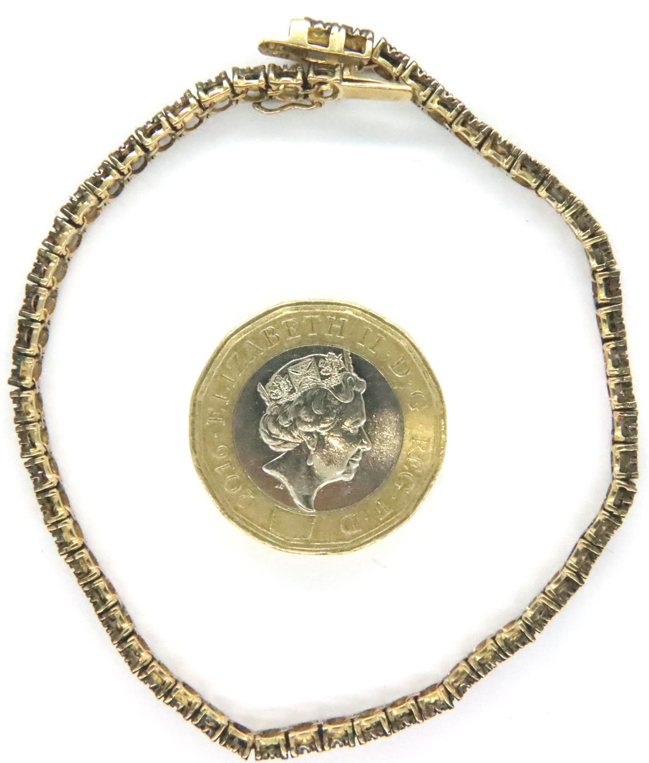 9ct gold black diamond set tennis bracelet, diamond weight totals approximately 0.5cts, L: 18 cm, - Image 2 of 3