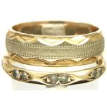 Two 9ct gold rings, size N and O, combined 6.6g, one stone set. P&P Group 1 (£14+VAT for the first