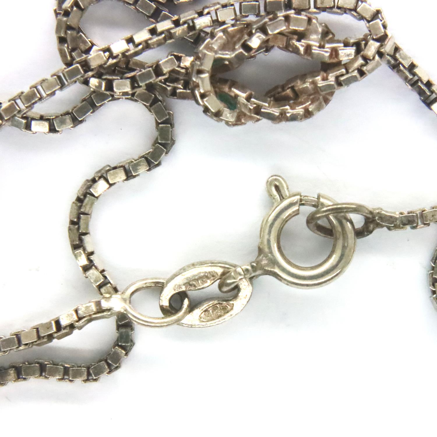 925 silver chain and a pair of silver and enamel earrings. P&P Group 1 (£14+VAT for the first lot - Image 3 of 3