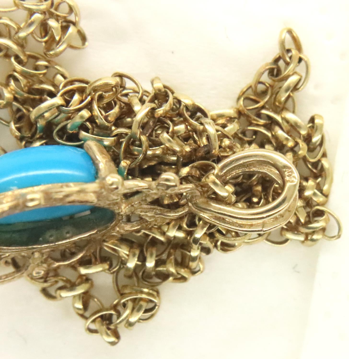 9ct gold turquoise set pendant and earring set, combined 5.2g. P&P Group 1 (£14+VAT for the first - Image 3 of 3