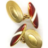 18ct gold and enamel cufflinks, combined 6g. P&P Group 1 (£14+VAT for the first lot and £1+VAT for