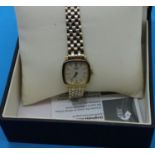 Rotary; ladies gold plated dress wristwatch with mother of pearl dial, boxed, working at lotting.