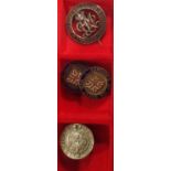 WWI Wound badge, two Comrades of The Great War badges and a Long Service example. P&P Group 1 (£14+