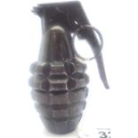 Inert American WWII replica MK11 pineapple hand grenade in black. P&P Group 1 (£14+VAT for the first