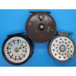 Three fly fishing reels including Milward Fly Master, Winfield and Edgar Sealey Fly man. P&P Group 2