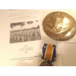 WWI death plaque and medal duo named to PTE TW Booth of the 5th BN Yorkshire Regiment, passed on